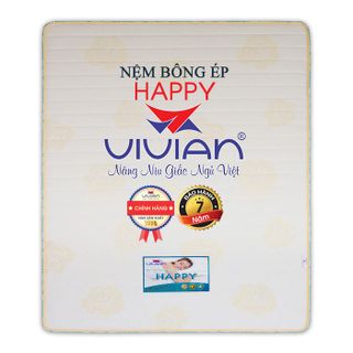 Nệm bông ép có chần vải cotton Vivian Happy thẳng 1m6x2mx10cm