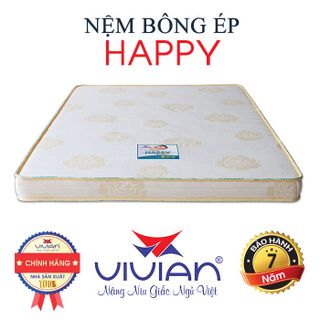 Nệm bông ép có chần vải cotton Vivian Happy thẳng 1m6x2mx10cm