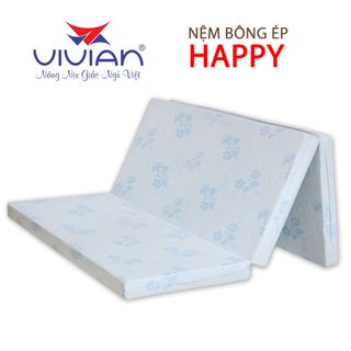 Nệm bông ép bọc vải cotton Vivian Happy gấp 3 1m6x2mx9cm