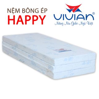 Nệm bông ép bọc vải cotton Vivian Happy gấp 3 1m6x2mx9cm