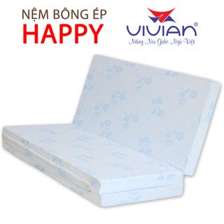 Nệm bông ép bọc vải cotton Vivian Happy gấp 3 1m6x2mx9cm