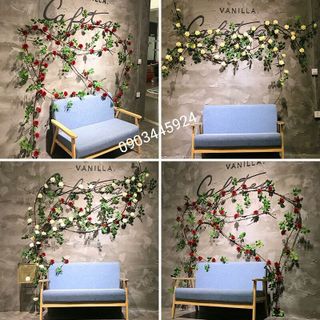 Hoa giả - dây hoa hồng leo cao cấp giả trang trí dài 3m