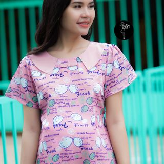 ĐẦM BẦU LỤA HỌA TIẾT CHANH TƯƠI MÁT 2868