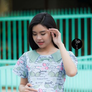 ĐẦM BẦU LỤA HỌA TIẾT CHANH TƯƠI MÁT 2868