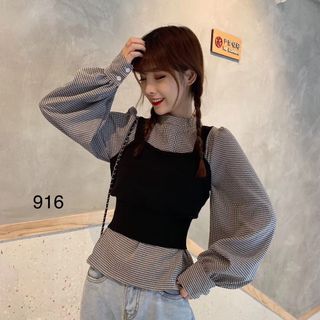 Set áo basic tay bo áo 2d len móc