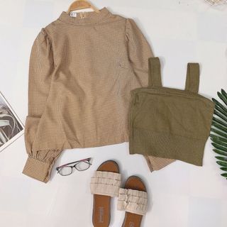 Set áo basic tay bo áo 2d len móc