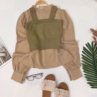 Set áo basic tay bo áo 2d len móc