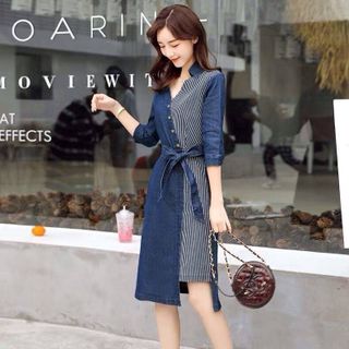 ĐẦM JEAN PHỐI SỌC - DT1056