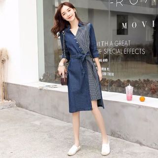 ĐẦM JEAN PHỐI SỌC - DT1056