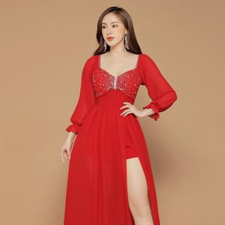 đầm maxi xẻ đùi
