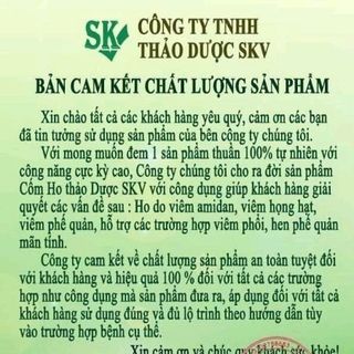 Cốm ho thảo dược SKV dứt điểm đau họng sưng viêm cam kết nhập