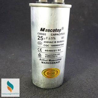 Tụ Mascotop CBB65 25uF±5 Dùng cho block điều hòa