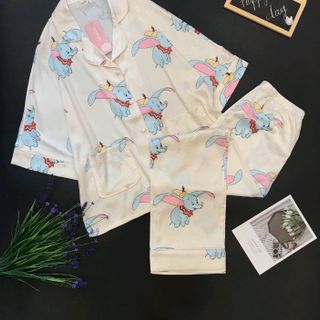 Đồ bộ pijama tay lỡ quần dài Voi nữ lụa qc cao cấp giá sỉ