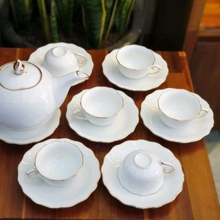 bộ ấm chén bộ trà in logo giá rẻ bộ sen vàng in vàng
