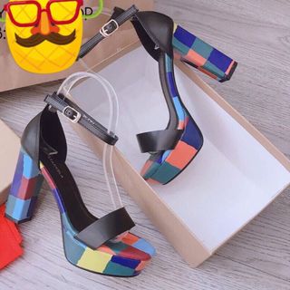 Giày sandal gót trị phối màu da đẹp