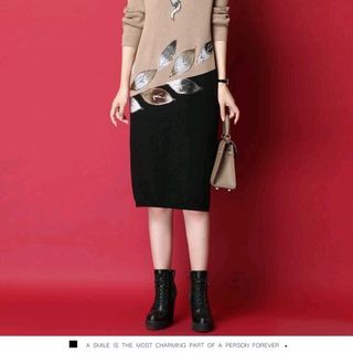 Đầm len suông chiếc lá cao cấp