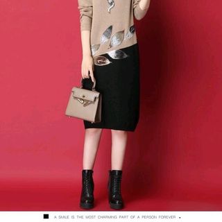 Đầm len suông chiếc lá cao cấp