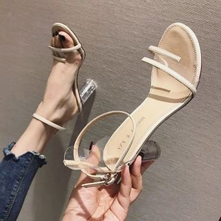 Sandal Cao Gót 7 Cm quai ngang đen trắng - 100558