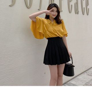 Set váy quần xếp li SM cổ V
