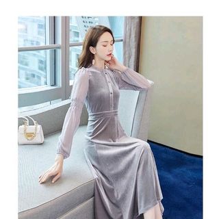 Đầm nhung dáng dài cao cấp