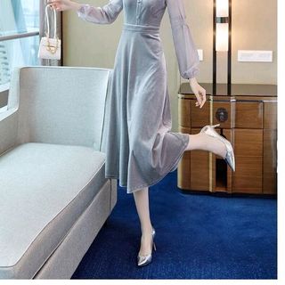 Đầm nhung dáng dài cao cấp
