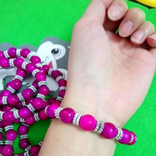 chuỗi đeo tay phong thủy màu hồng mix