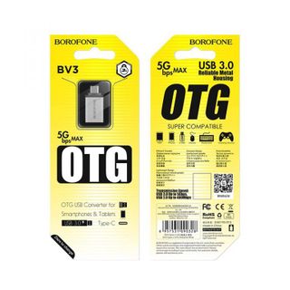 Đầu Cáp Chuyển OTG BOROFONE BV3 USB-A Sang Type-C USB 30