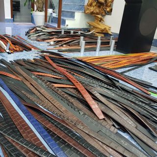 Thắt lưng da cá sấu thật viền bò - Size 40 nối