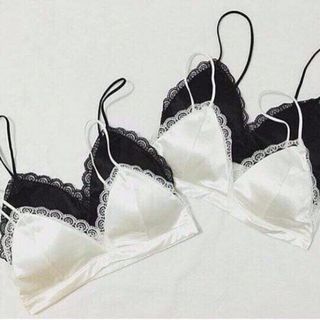 Áo bra lụa đen trắng