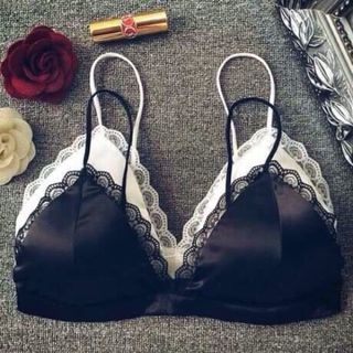 Áo bra lụa đen trắng
