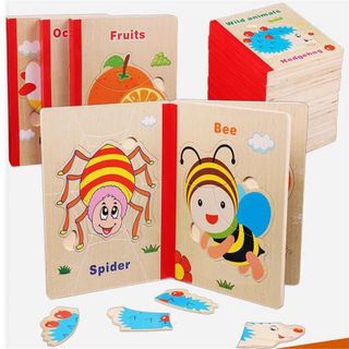 Sách Gỗ Ghép Hình Chủ Đề Động Vật 038 - Đồ Chơi Phát Triển Trí Tuệ Cho Bé