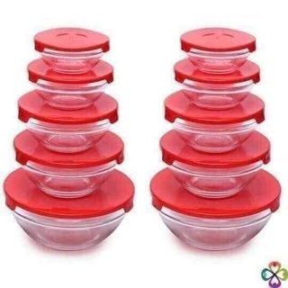 Bộ 5 bát thủy tinh có nắp đậy loại trơn