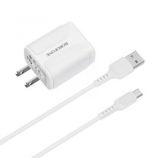 Bộ Cóc Cáp Sạc Nhanh BOROFONE BA37 2 cổng USB Cáp Micro USB chuẩn US