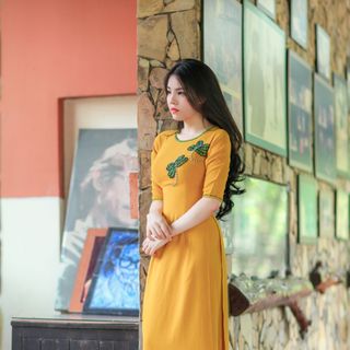 Áo dài truyền thống chuồn chuồn vàng