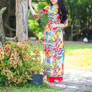 Áo dài truyền thống lụa tơ 7 màu