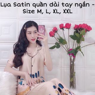 Bộ lụa chân bông quần dài tay ngắn