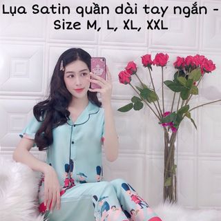 Bộ lụa chân bông quần dài tay ngắn
