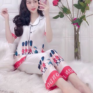 Bộ lụa chân bông quần dài tay ngắn