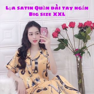 Bộ lụa satin hình quần dài tay ngắn mẫu 2