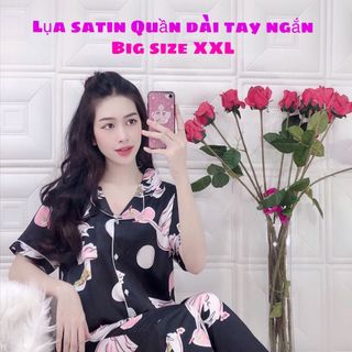 Bộ lụa satin hình quần dài tay ngắn mẫu 2