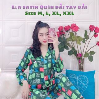 Bộ lụa satin quần dài tay dài