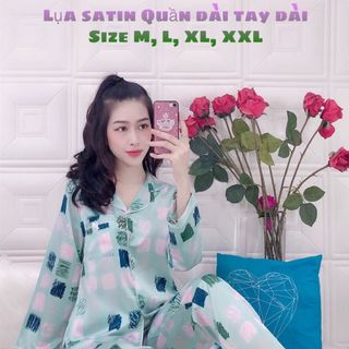 Bộ lụa satin quần dài tay dài