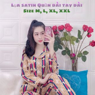 Bộ lụa satin quần dài tay dài