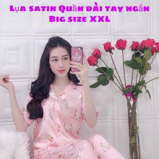 Bộ lụa satin hình quần dài tay ngắn