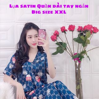 Bộ lụa satin hình quần dài tay ngắn