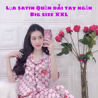 Bộ lụa satin hình quần dài tay ngắn