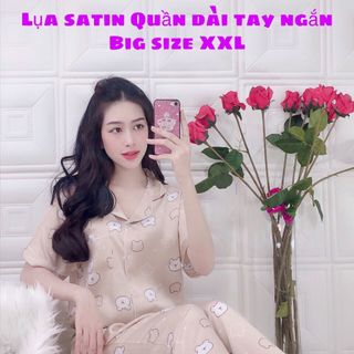 Bộ lụa satin hình quần dài tay ngắn