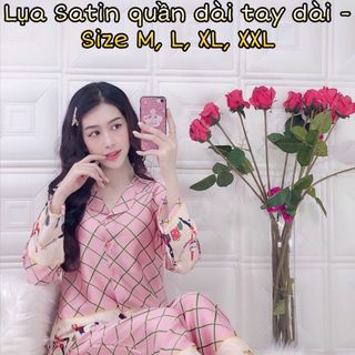 Bộ lụa satin bông chân quần dài tay dài mẫu 1
