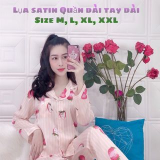 Bộ lụa satin quần dài tay dài mẫu 2