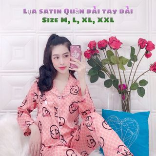 Bộ lụa satin quần dài tay dài mẫu 2
